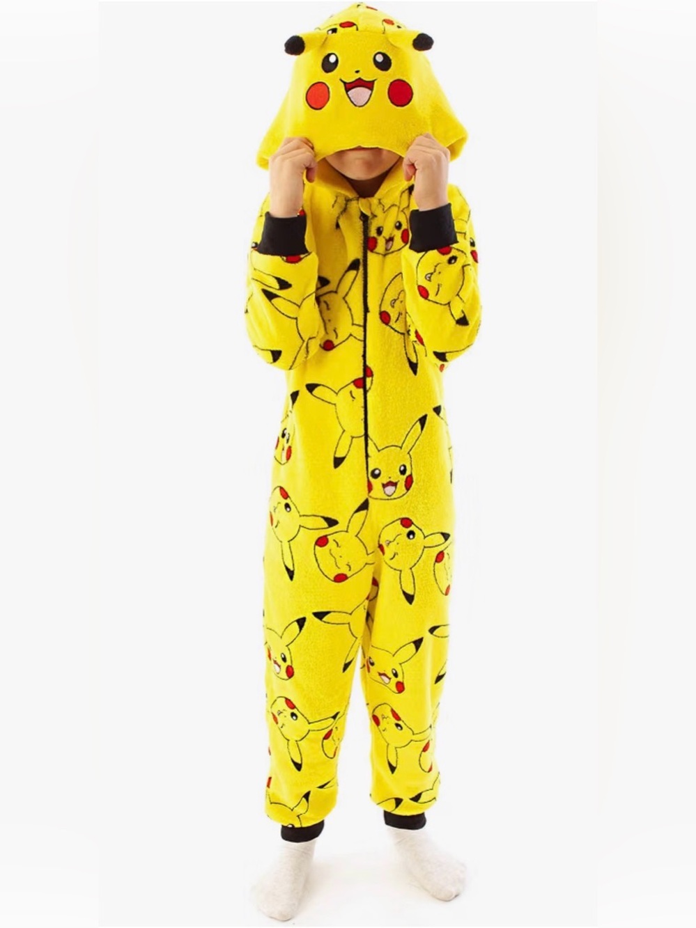 Pokemon Pikachu Yellow Hooded Kids Onesie Costume